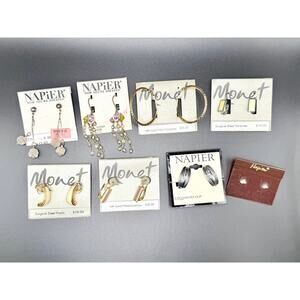 Lot of 8 Signed Vintage Earrings – New Old Stock – Monet & Napier